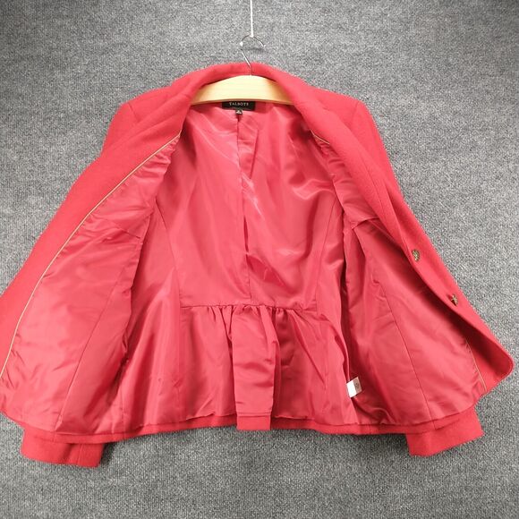 Talbots Women's Single Breasted Blazer Suit Jacket Red 12 Wool Blend - Picture 5 of 13